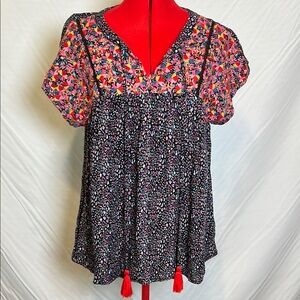 Savannah Jane Chic Black Flutter Sleeve Top…Size M